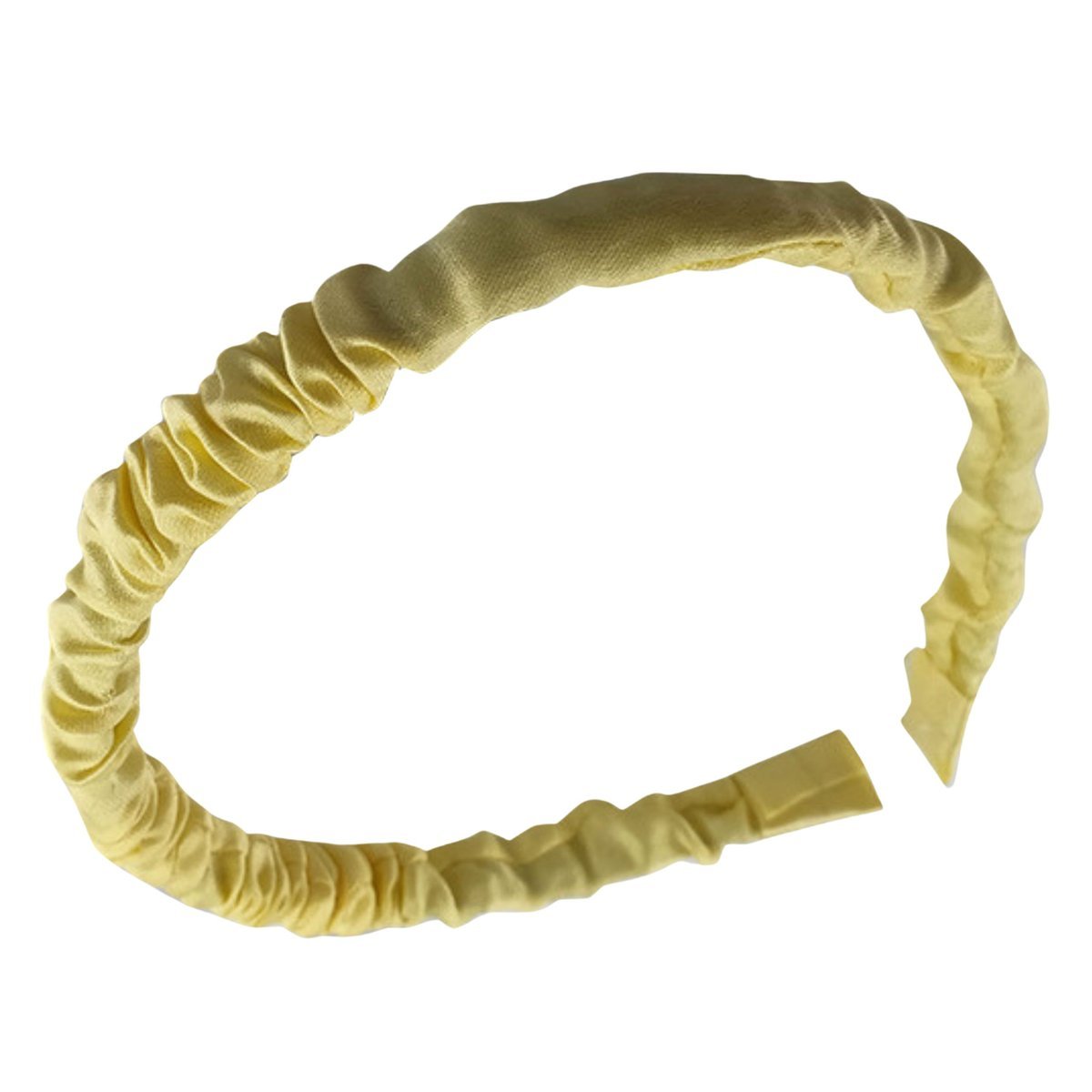 Opaska do Włosów Żółta Wąska na Głowę Satynowa Marszczona Lekka i Wygodna