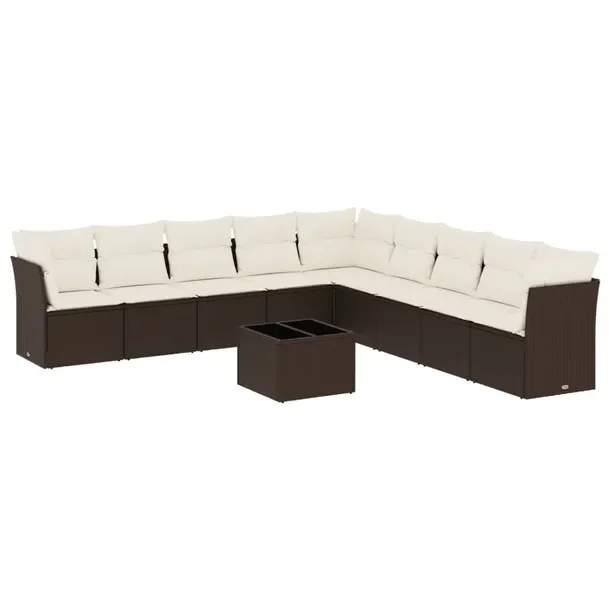Zestaw mebli ogrodowych modułowych z brązowego rattan PE, wymiary 55x62x6
