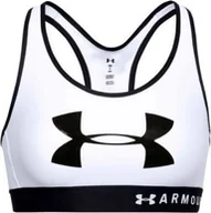 Bielizna sportowa damska - Under Armour Under Armour Mid Keyhole Graphic Bra 1344333-100 białe XS - miniaturka - grafika 1