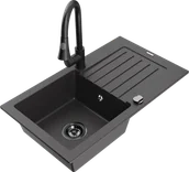 Zlewozmywaki z baterią - Mexen Pablo zlewozmywak granitowy 1-komorowy z ociekaczem i baterią kuchenną Elia, czarny nakrapiany - 6510-76-670101-70-B - miniaturka - grafika 1