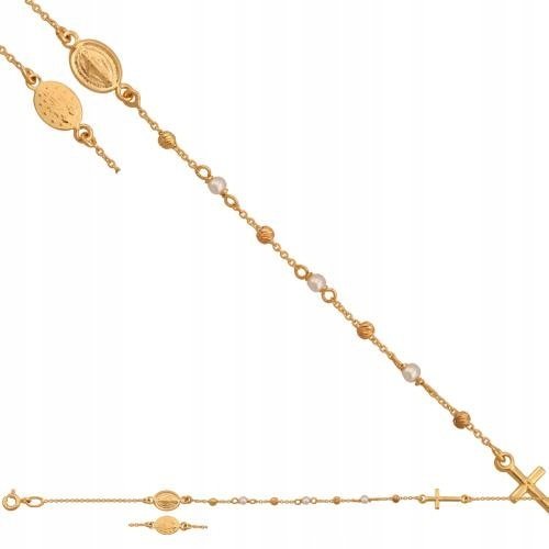Złota Bransoletka Perły 585 1.85 g, 17.50 cm Rodium