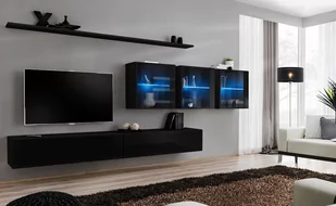 MEBLOŚCIANKA SWITCH 17 CZARNY POŁYSK + LED 26 ZZ SW 17 - Meblościanki - miniaturka - grafika 1