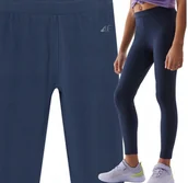 Legginsy - Legginsy bawełniane elastyczne dziewczęce 4F 4FJWSS24TTIGF130-31S Granatowy - miniaturka - grafika 1