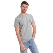 Koszulki męskie - T-shirt męski bawełniany w kropki jasnoszary Ombre OM-TSFP-0186 V8 roz. S - miniaturka - grafika 1