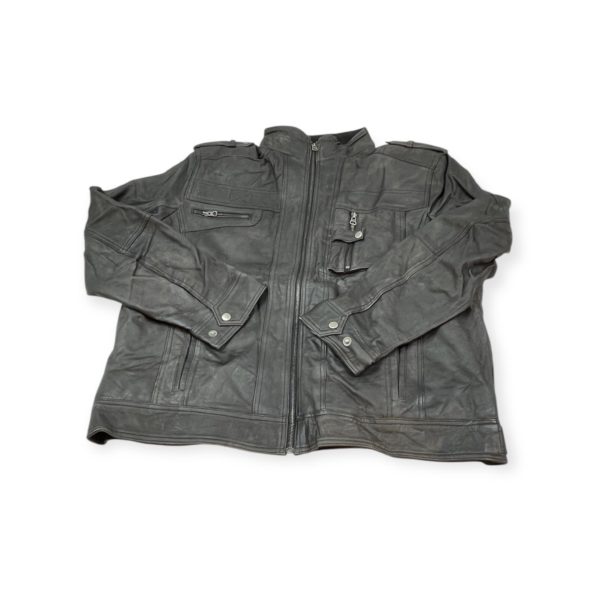 Skórzana kurtka męska czarna REAL LEATHER 2XL