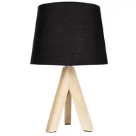 Lampy stojące - Lampa stołowa z kloszem abażurem lampka nocna czarna drewniana 30x14cm kod: O-569315 - miniaturka - grafika 1