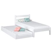 Łóżka - Drewniane łóżko pojedyncze z szufladą na materac N01 biały 80x180 - miniaturka - grafika 1