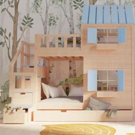 Łóżka dla dzieci i młodzieży - Łóżko piętrowe ze sklejki drewniany raj - miniaturka - grafika 1