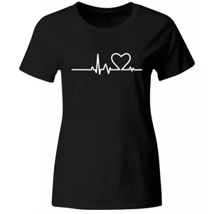 Koszulka Serce Linia Życia EKG. Modny t-shirt damski, czarny, roz. M - Koszulki i topy damskie - miniaturka - grafika 1