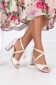 Sandały damskie - Sandały Sergio Leone na słupku z zakrytą piętą paski na krzyż perła beżowe SK865-N-40 - miniaturka - grafika 1