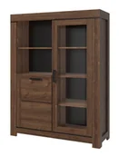 Inne meble do salonu - Witryna Niska Brass 1D1W Dąb Brązowy - miniaturka - grafika 1