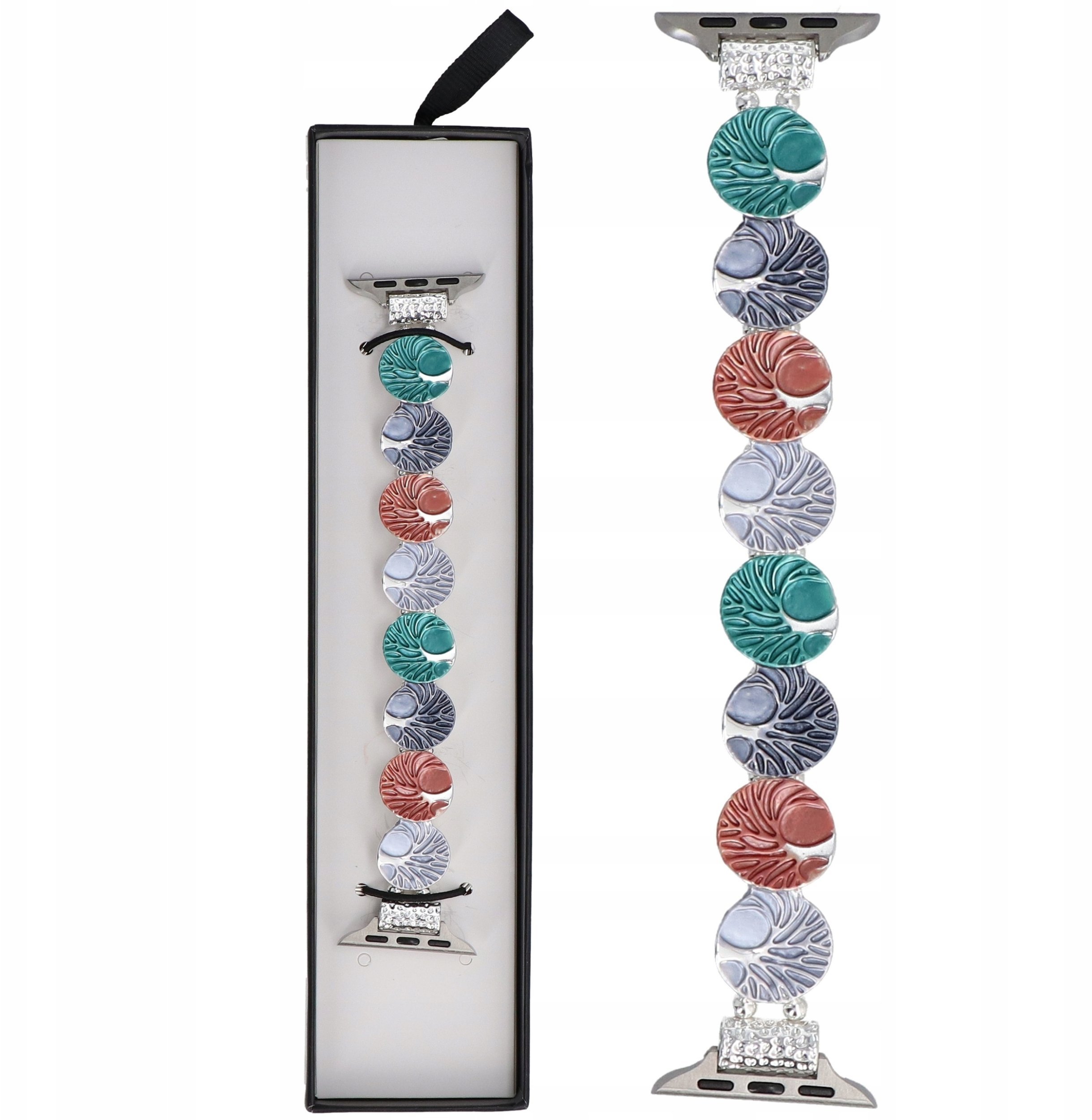 GlacierX bransoleta do smartwatcha Gleam Tree Stretch Bracelet Aurora Lights do Apple Watch 38/40/41mm Srebrno-Kolorowa