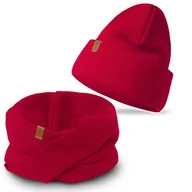 Czapki damskie - Nandy Damski Komplet Zimowy Czapka Komin Kolory - Zest-Ck-20849-17-Czrw - miniaturka - grafika 1