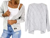 Swetry damskie - Kardigan Ażurkowy Modny Sweter Narzutka Sweter Ażurowy Xs/s K55a - miniaturka - grafika 1