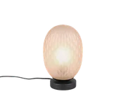 Lampy stojące - Trio FACETTE 564200113 lampa nocna klosz szkło bursztynowe z deseniem fi 17.5 cm 1xE27 wykończenie czarne - miniaturka - grafika 1