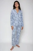 Piżamy damskie - Klasyczna piżama damska Boyfriend Fit niebieska M - miniaturka - grafika 1