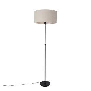 QAZQA Lampa podłogowa czarna regulowana z kloszem jasnoszarym 50 cm - Parte - Lampy stojące - miniaturka - grafika 1