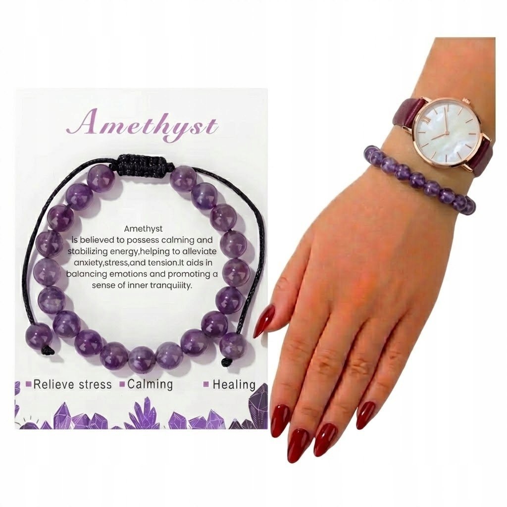 Ametyst Bransoletka Regulowana Kamień Naturalny Amulet Harmonii Mocy
