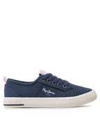 Buty dla dziewczynek - Pepe Jeans Tenisówki Brady Basic G PGS30561 Granatowy - miniaturka - grafika 1