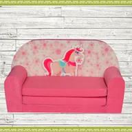 Łóżka dla dzieci i młodzieży - Galeriatrend Sofka Dziecięca Mini Kanapa Różowy Konik - miniaturka - grafika 1
