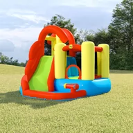 Trampoliny - Happy Hop Nadmuchiwany zamek ze zjeżdżalnią i basenem, 280x319x211 cm - miniaturka - grafika 1