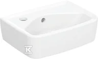 Umywalki - Umywalka kompaktowa Rekord - kształt geometryczny, krótka, B35 cm, H15 cm, T25 cm, z otworem na baterię z lewej strony, z przelewem - miniaturka - grafika 1