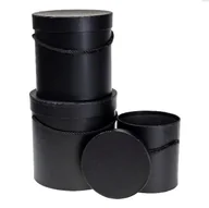 Opakowania i torebki na prezenty - Pudełko Flower Box 3szt czarny Rozette - miniaturka - grafika 1