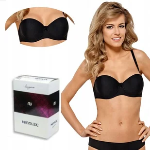 Biustonosz bardotka Nipplex Ewa czarny 80D - Biustonosze - miniaturka - grafika 1