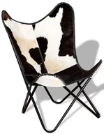 Fotele - Czarno-biały skórzany fotel butterfly vintage P7-S36 - miniaturka - grafika 1