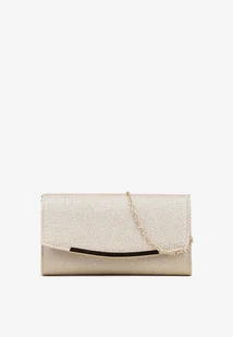 Złota Brokatowa Torebka Kopertówka z Łańcuszkiem i Aplikacją Galsielle - Torebki damskie - miniaturka - grafika 1