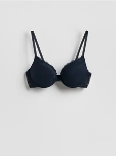 Reserved - Siateczkowy biustonosz push up - granatowy - Biustonosze - miniaturka - grafika 1