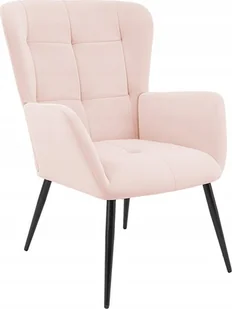 Szchara FOTEL SKANDYNAWSKI NOWOCZESNY ELEGANCKI DESIGNERSKI DO SALONU różowy - Fotele - miniaturka - grafika 1