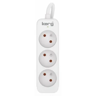 Przedłużacz KERG M02388 3-gniazdowy 3m 3×1,5mm2 H05VV-F 16A/250V biały - Listwy zasilające - miniaturka - grafika 1
