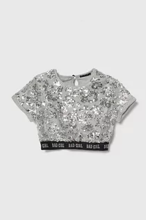 Bluzki dla dziewczynek - Sisley bluzka dziecięca kolor szary - grafika 1