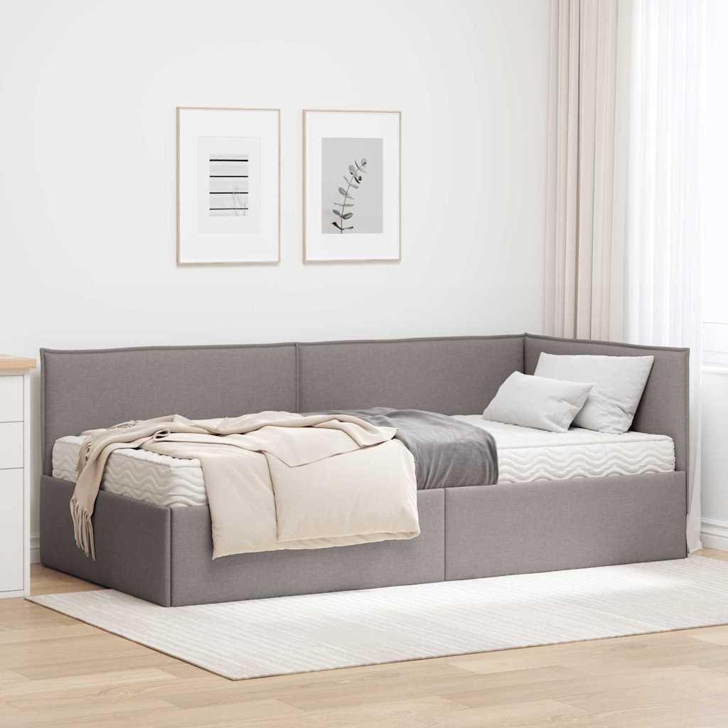 vidaXL Rama Łóżka Narożnego z Materacem 2 pcs Ciemnoszary aksamit
