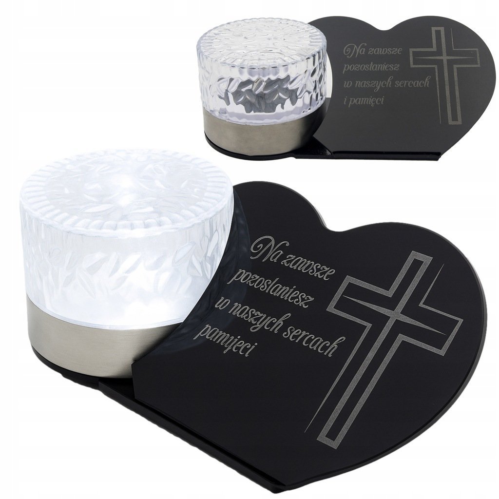 Znicz solarny LED STATUETKA NA GRÓB wieczny lampion szkło akrylowe