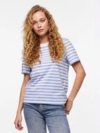 Koszulki i topy damskie - Pieces T-Shirt Ria 17146339 Niebieski Regular Fit - miniaturka - grafika 1