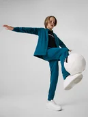 Spodnie i spodenki dla chłopców - 4F Spodnie sportowe szybkoschnące chłopięce - turkusowe 146/152 (10-12 lat) - miniaturka - grafika 1