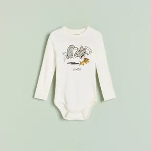 Reserved Reserved - Body z nadrukiem Tom i Jerry - Kremowy 62,68,74,80 - Body dla niemowląt - miniaturka - grafika 1