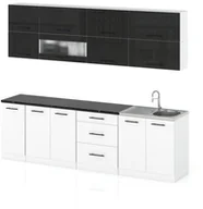 Meble kuchenne - Meble Kuchenne Zestaw Kuchnia Robo Lux 2.6m Modułowa Czarny Połysk Biały - miniaturka - grafika 1