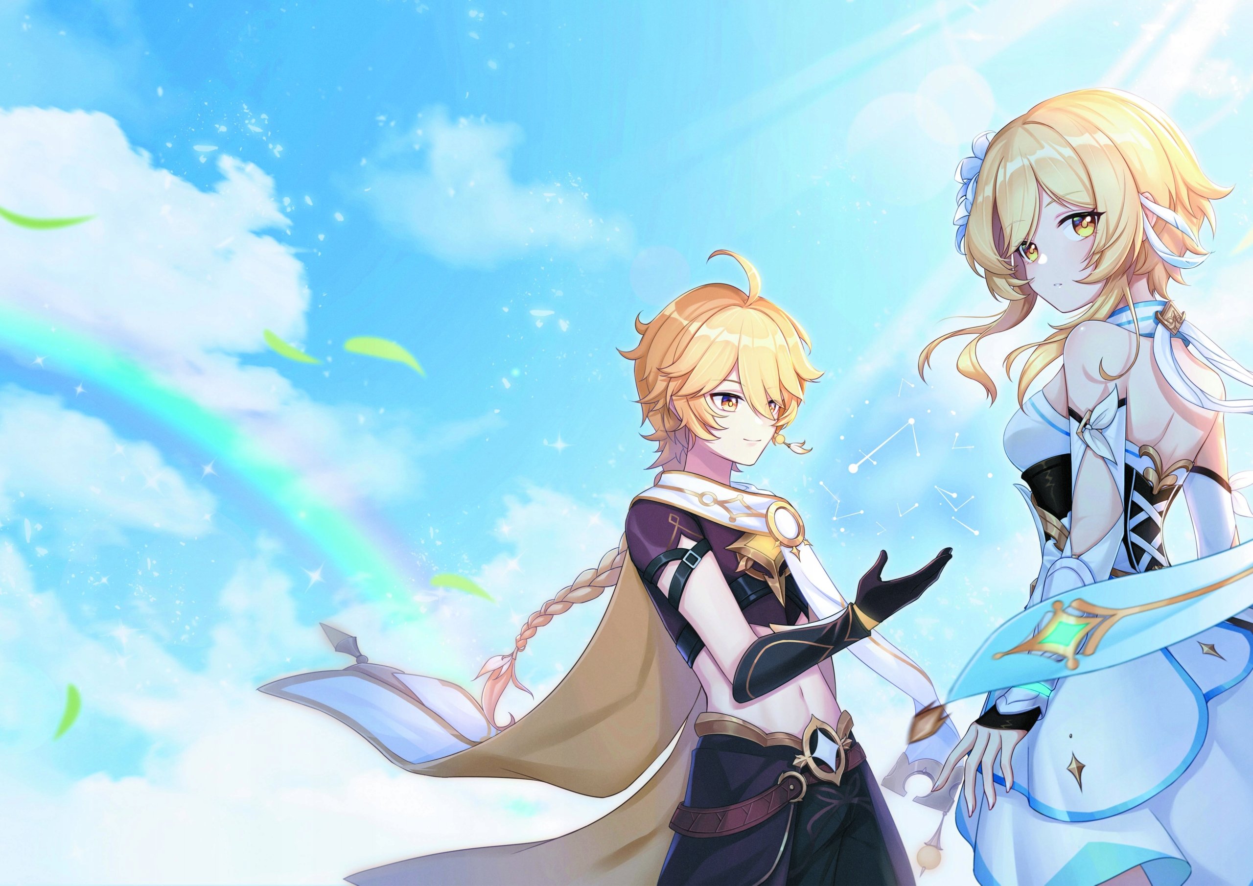 Plakat A1 Genshin Impact Traveler Lumine i Aether
