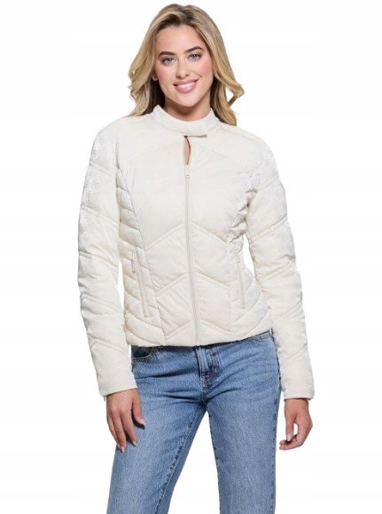 GUESS DAMSKA KURTKA KREMOWA PICKOWANA NA ZAMEK M GNA