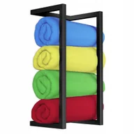 Ręczniki - Loftowy Wieszak Na Ręczniki Czarny Metalowy Uchwyt Ścienny Długość 55 cm Nowoczesny Designerski Wieszak Na Ręczniki Łazienkowe - miniaturka - grafika 1