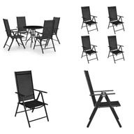 Meble ogrodowe - vidaXL 5-częściowy ogrodowy zestaw jadalniany z aluminium i textilene w kolorze czarnym - Ogrodowy zestaw jadalniany - Ogrodowe zestawy jadalniane - Zestawy ogrodowe - Zestawy ogrodowe - miniaturka - grafika 1