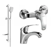 Baterie umywalkowe - Mexen Fabia DF62 zestaw prysznicowy, chrom - miniaturka - grafika 1