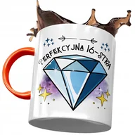 Kubki - Kubek Pomarańczowy na Urodziny 16 16ste 16-ste z Nadrukiem ze Zdjęciem + Opakowanie na prezent (wzór 04) - miniaturka - grafika 1