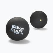 Squash - Wilson Piłka do squasha a, 2 sztuki, 2 sztuki, powolne, początkujące, żółta kropka, jednorazowa żółta kropka, WRT617800, czarna (żółta kropka) WRT617800 - miniaturka - grafika 1