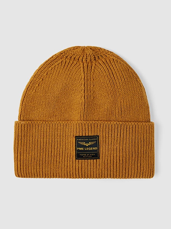 PME Legend Czapka beanie w kolorze musztardowym