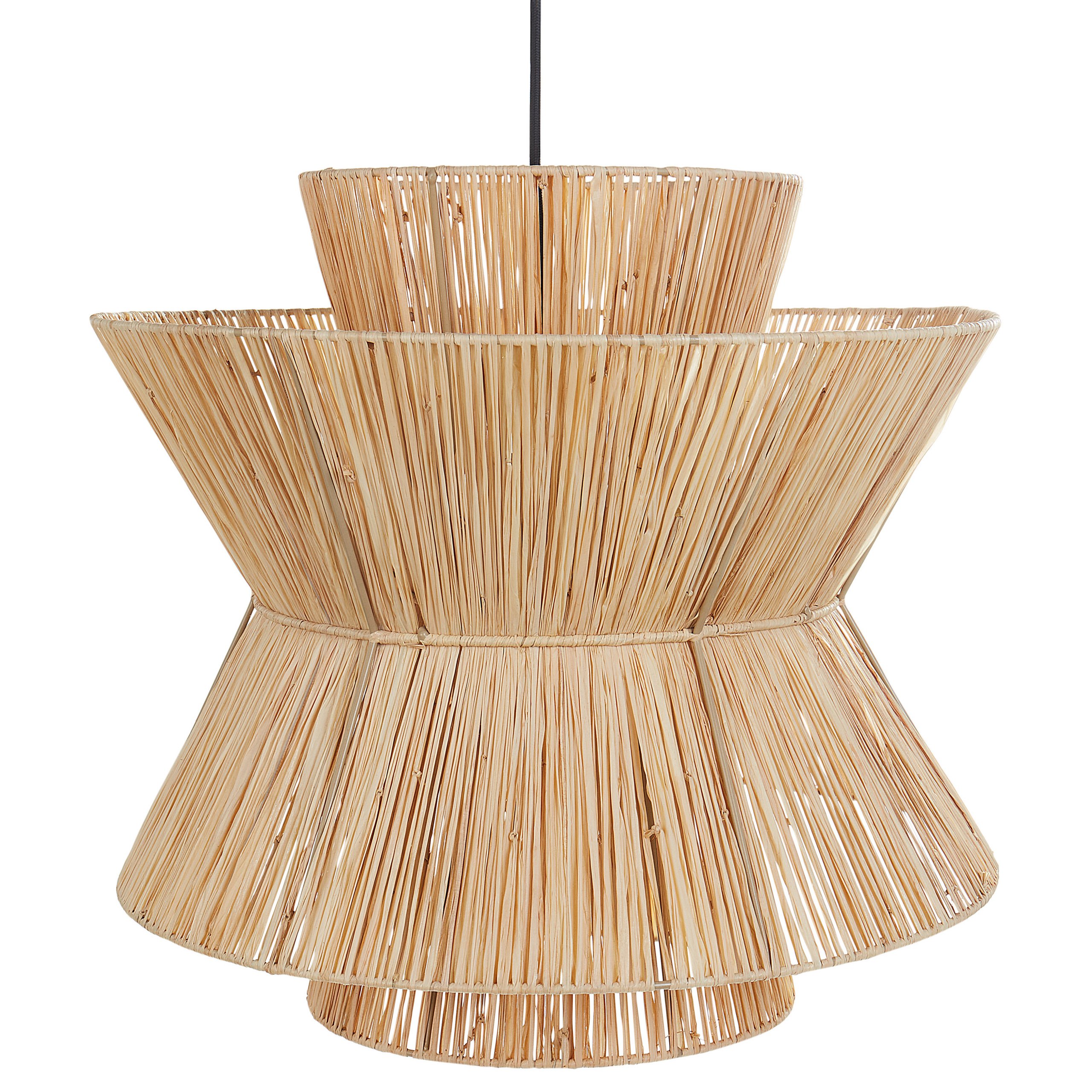 BELIANI Lampa wisząca naturalna słomiany klosz czarna podstawa żelazna lampa sufitowa boho oświetlenie do salonu jadalni