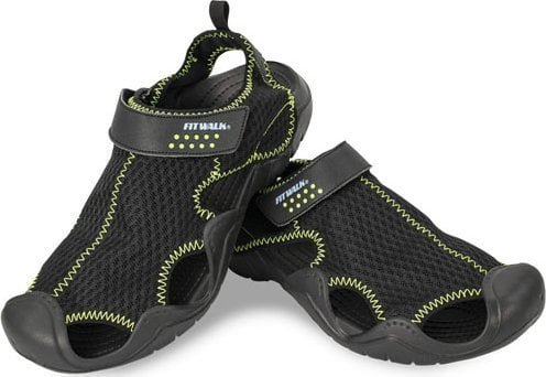 Sandały sportowe męskie z przewiewnej siateczki na rzepy czarne 38